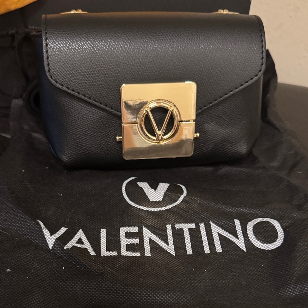 Valentino Black Mini Bag with Gold Accent